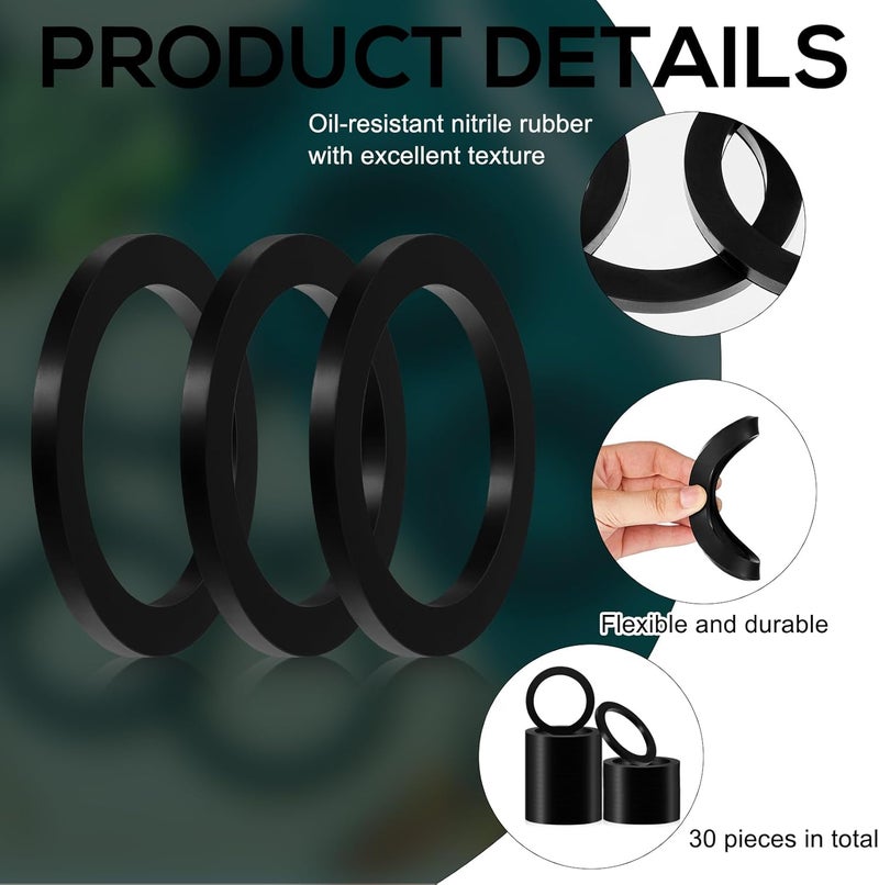 Fabbay 30 Pack 3" Camlock Gasket Fitting Cam Lock Hose Seal for Female Coupler Cam Groove Replacement Rubber Washer Black Rubber Gasket Ring Large Replacement Strainer for Pool Plunger Valves - Image 3